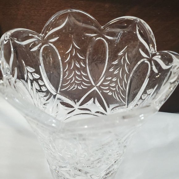 Fifth Avenue Crystal 7.5" Christmas Footed Hurricane Candleholder Vase trees - Picture 4 of 10